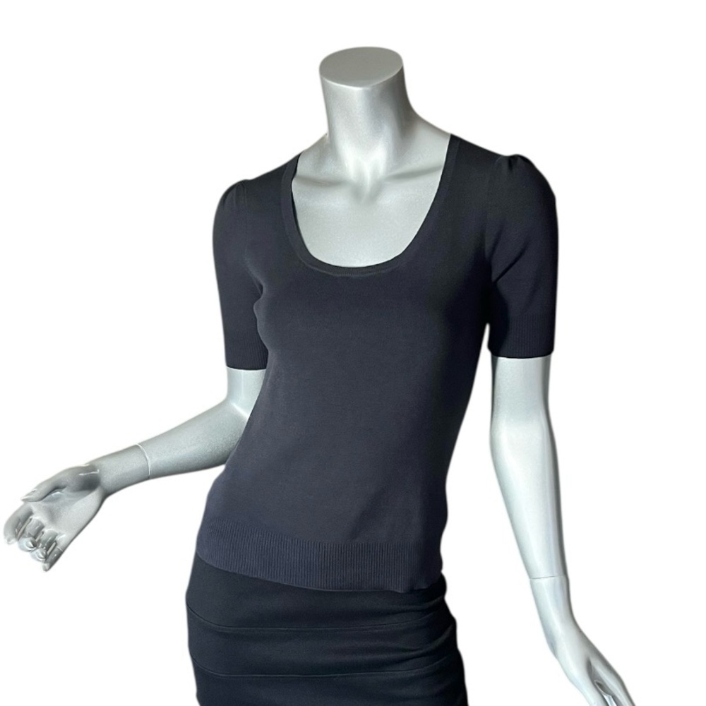 Ann Taylor LOFT Small Charcoal Grey Black Silk Blend Stretch Knit Top